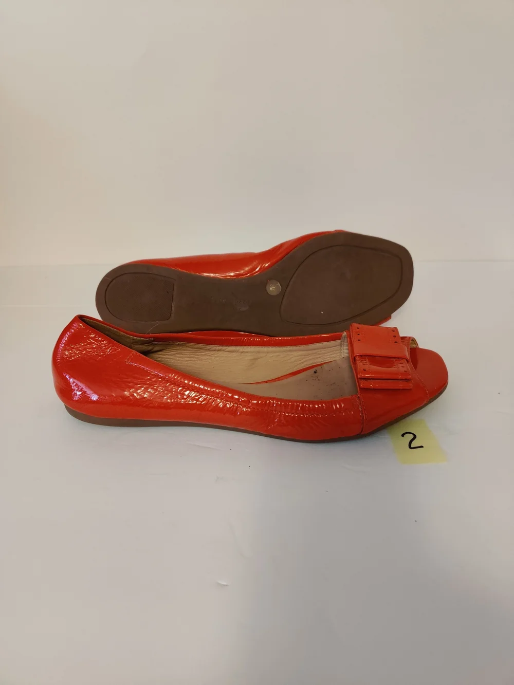 kate spade Red Patent Leather Bow Peep-Toe Flats 9
